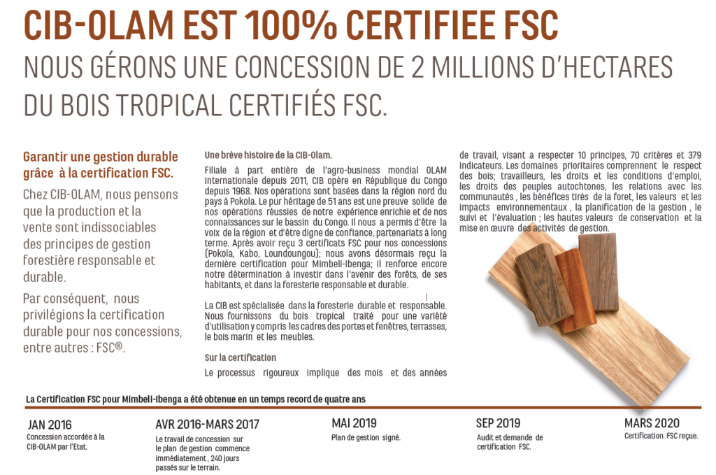 Congo CIB-Olam 100% certifié FSC