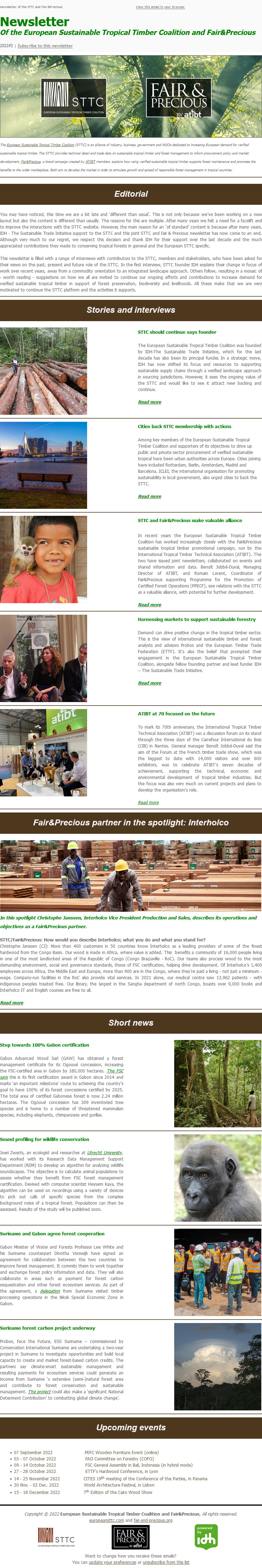 NEWSLETTER STTC / FAIR&PRECIOUS SEPTEMBRE 2022