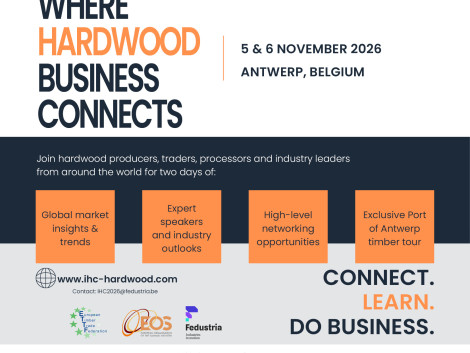The 2026 International Hardwood Conference will bring together in November the Global Hardwood Industry in Antwerp